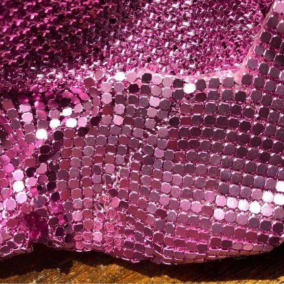 H:ours Millie Mini Dress chainmail metal mesh hot pink party cocktail Revolve - Picture 15 of 16